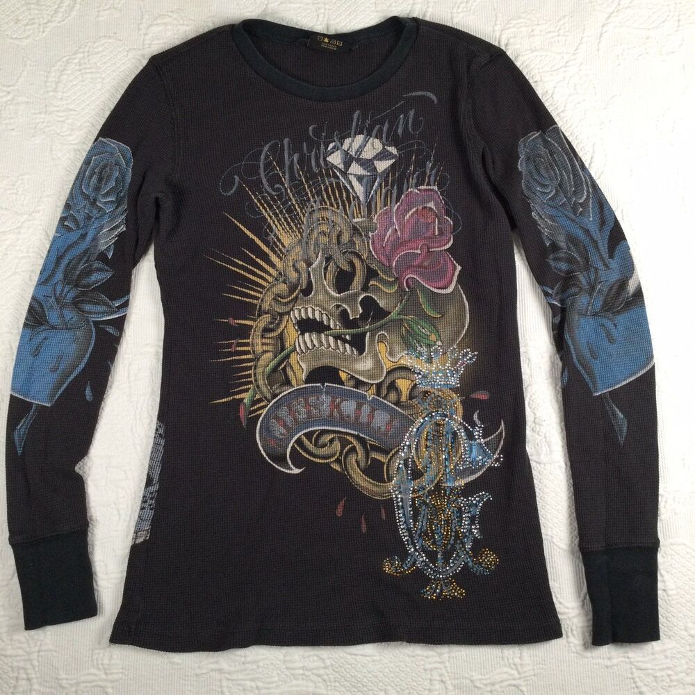 Y2K Christian Audigier 2000s Pop Rock Long Sleeve Shirt AOP Skater Tattoo Art